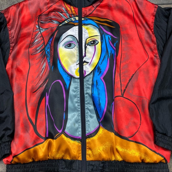 Women’s VTG 90’s Julia Michael Full Zip Picasso Style Bomber Jacket Size Medium - Picture 2 of 5